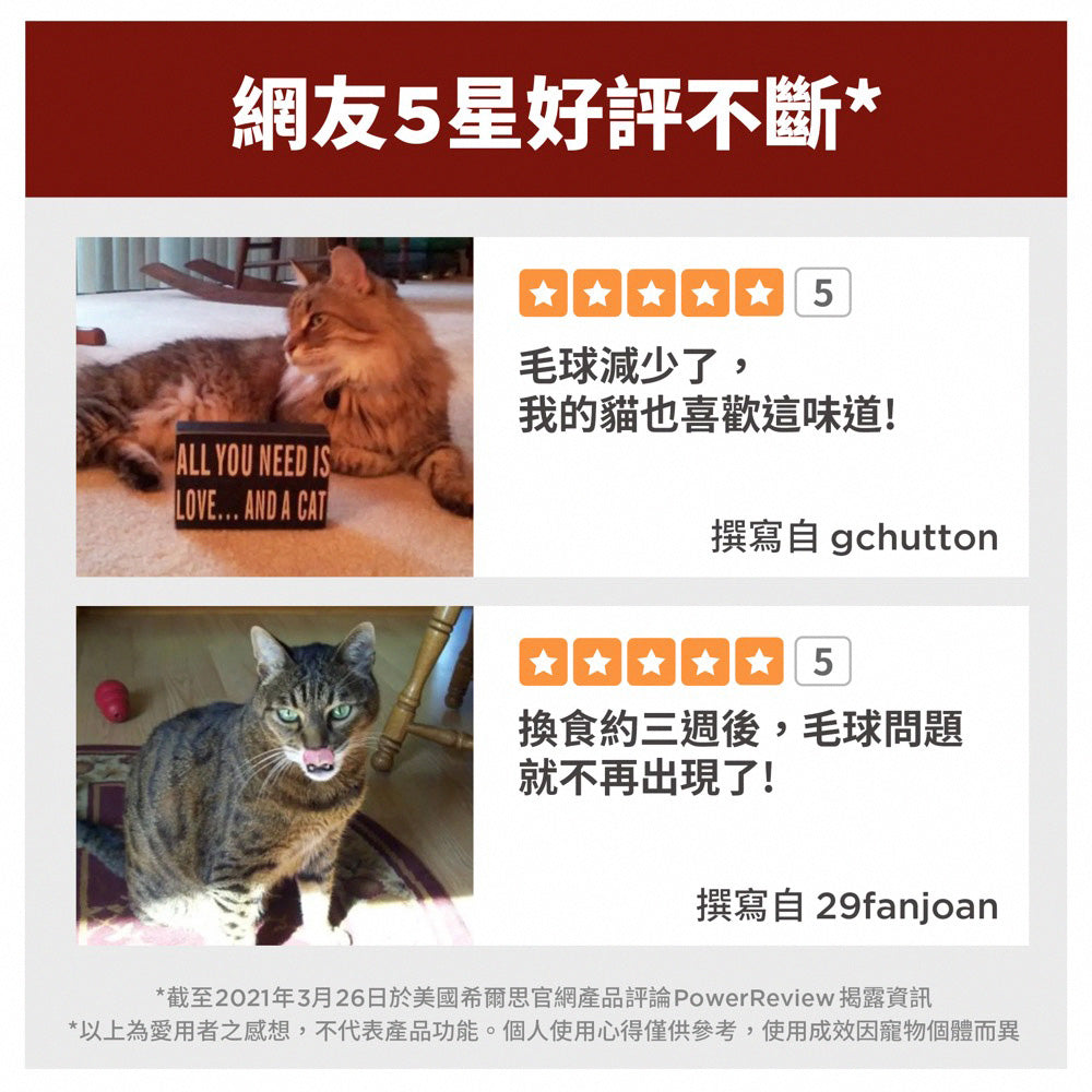 希爾思寵物食品 成貓 7歲以上 毛球控制