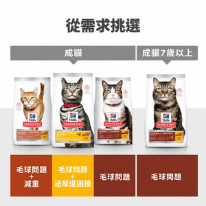 希爾思寵物食品 成貓 毛球控制 低卡